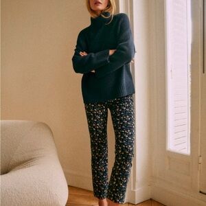 Sezane Ciara Trousers Navy Miranda Print - Size 10